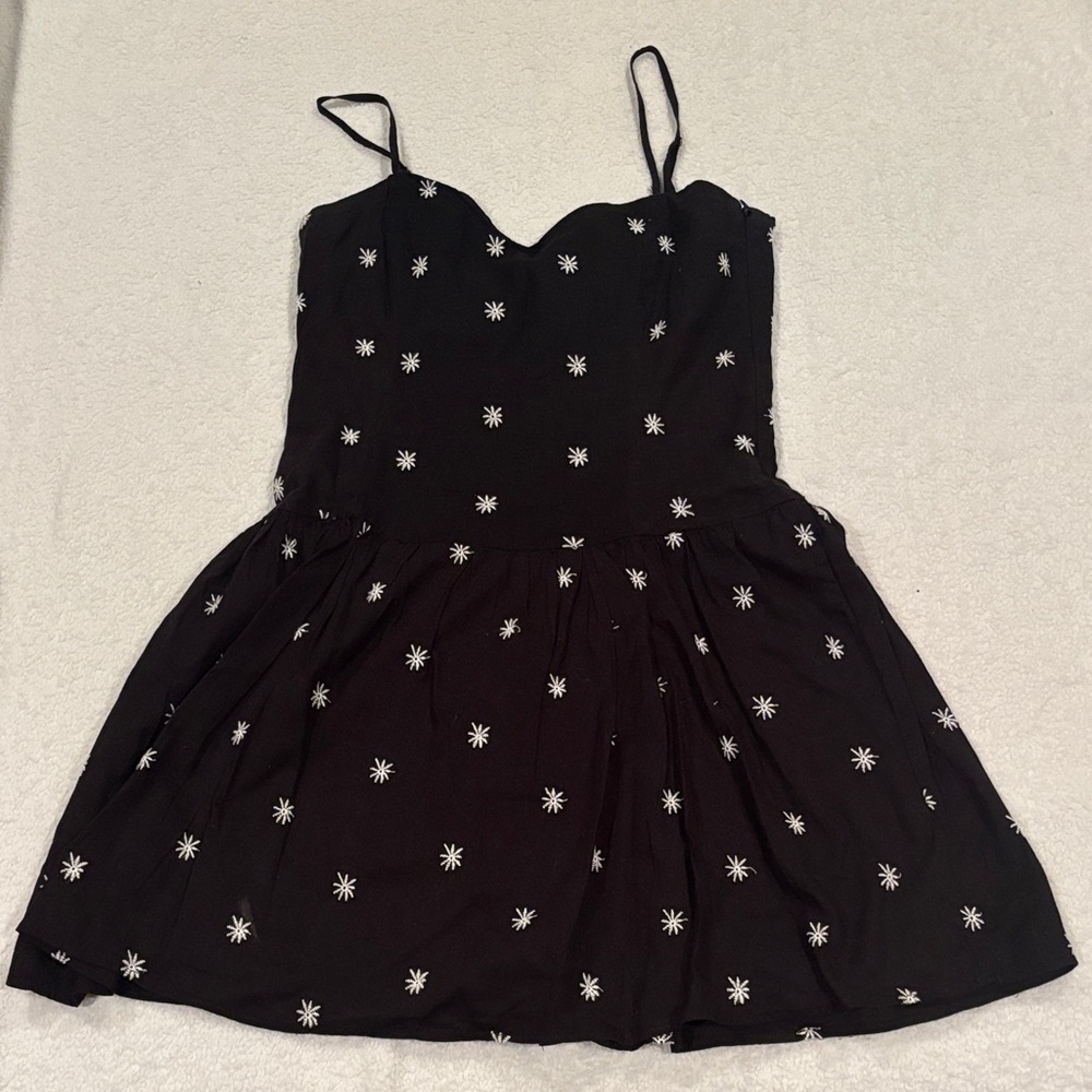Black Dress with White Floral Pattern